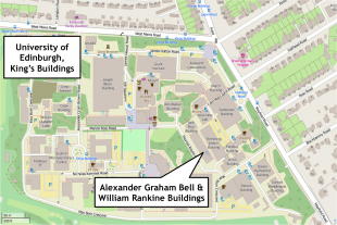 Map of King's Buildings, showing location of AGB and WR