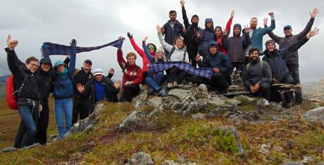 Staff and students from the Edinburgh Fire Research Centre gathered atop a mountain